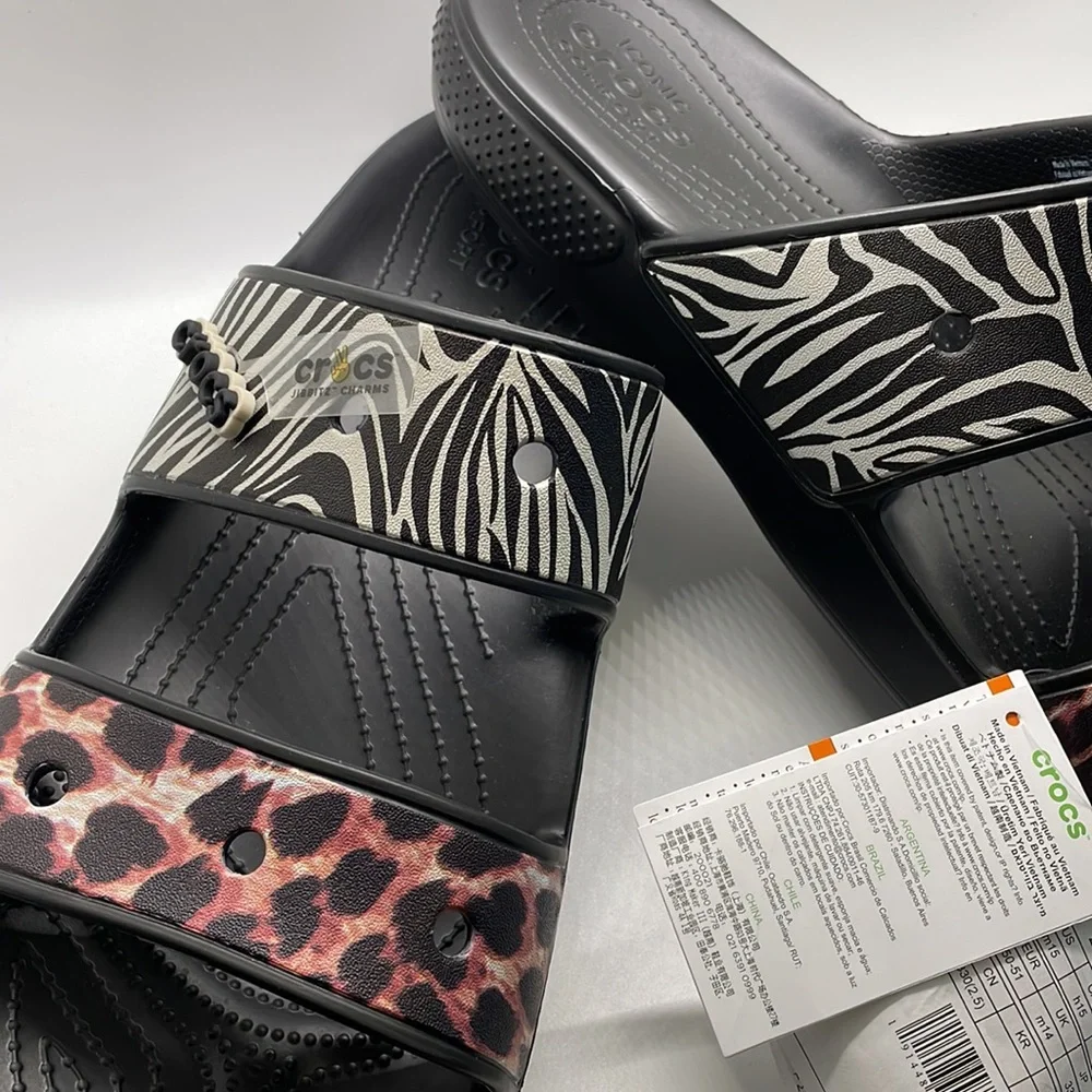 Crocs Classic Sandal - Graphics Black/Multi Animal Remix Men's 15, Women's 17